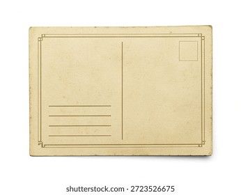 Baksidan av ett gammalt tomt vykort i vintage-stil mot vit bakgrund.